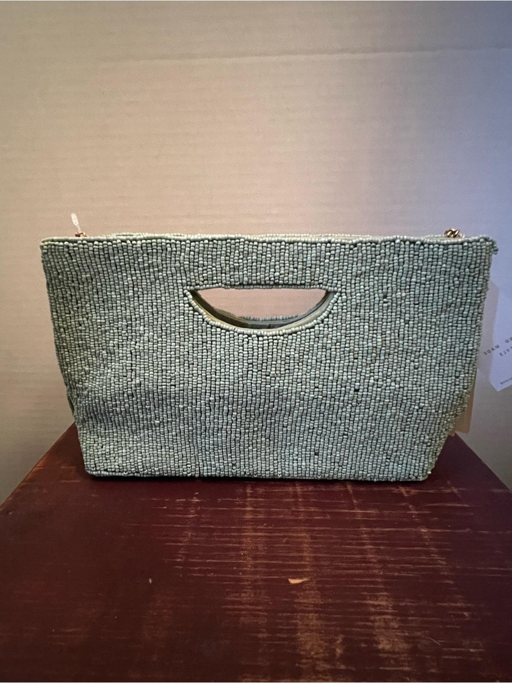 Beaded Multicolor Clutch Bag with Chain Strap - Picture 3 of 4